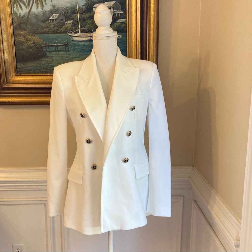 ZARA White Black Crest Buttons Double Breasted Blazer Jacket NWT - Picture 9 of 11